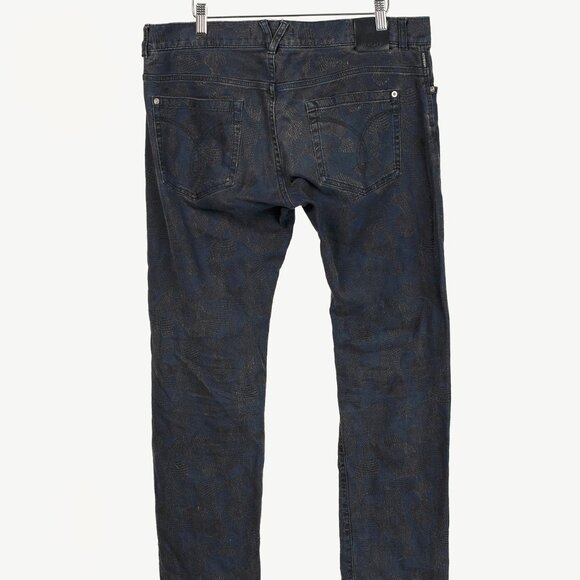 Versace Cody Navy & Black Jacquard Slim-Fit Jeans - Picture 3 of 16